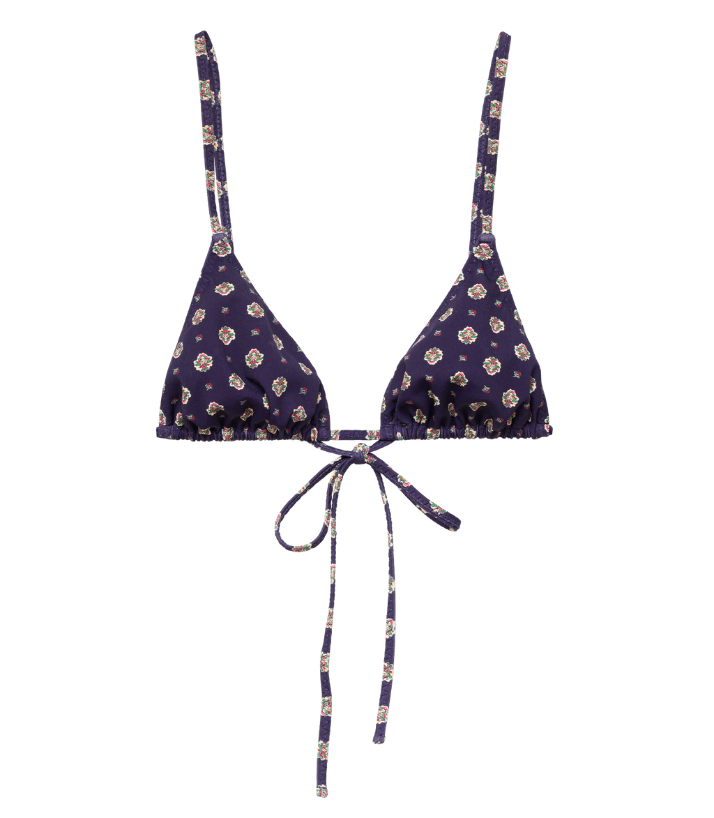 CAPRI BIKINI TOP -- NAVY CADIZ FOULARD