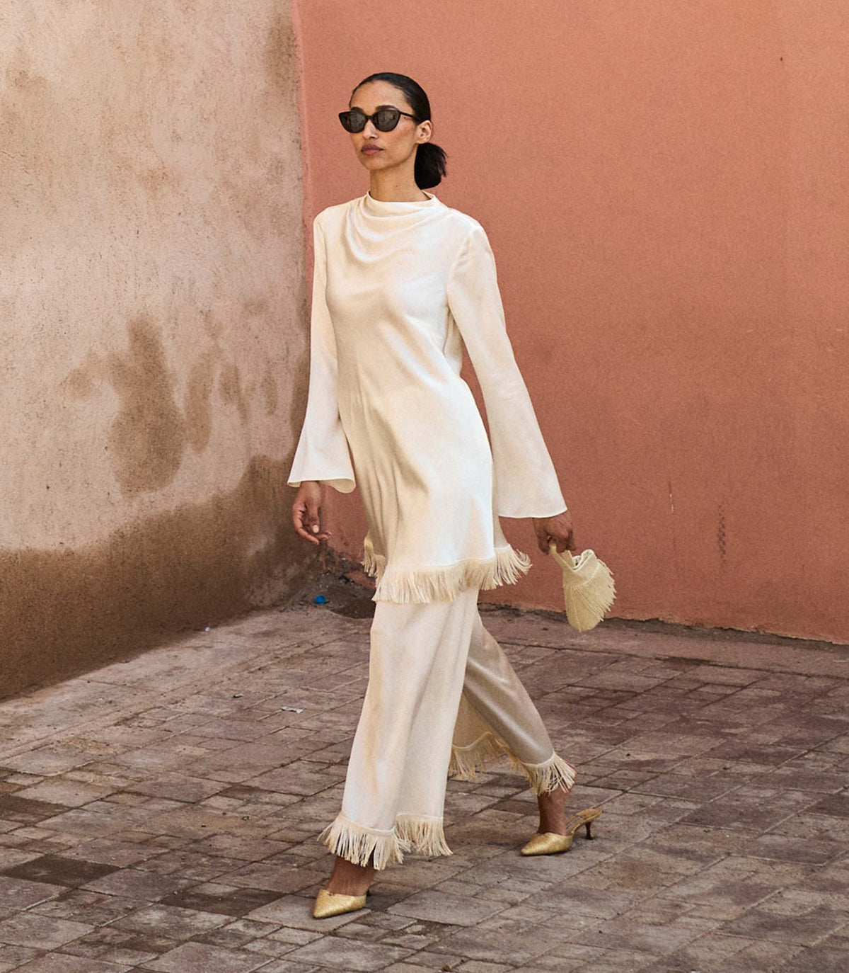 LAVON FRINGE PANT -- CANDLELIGHT