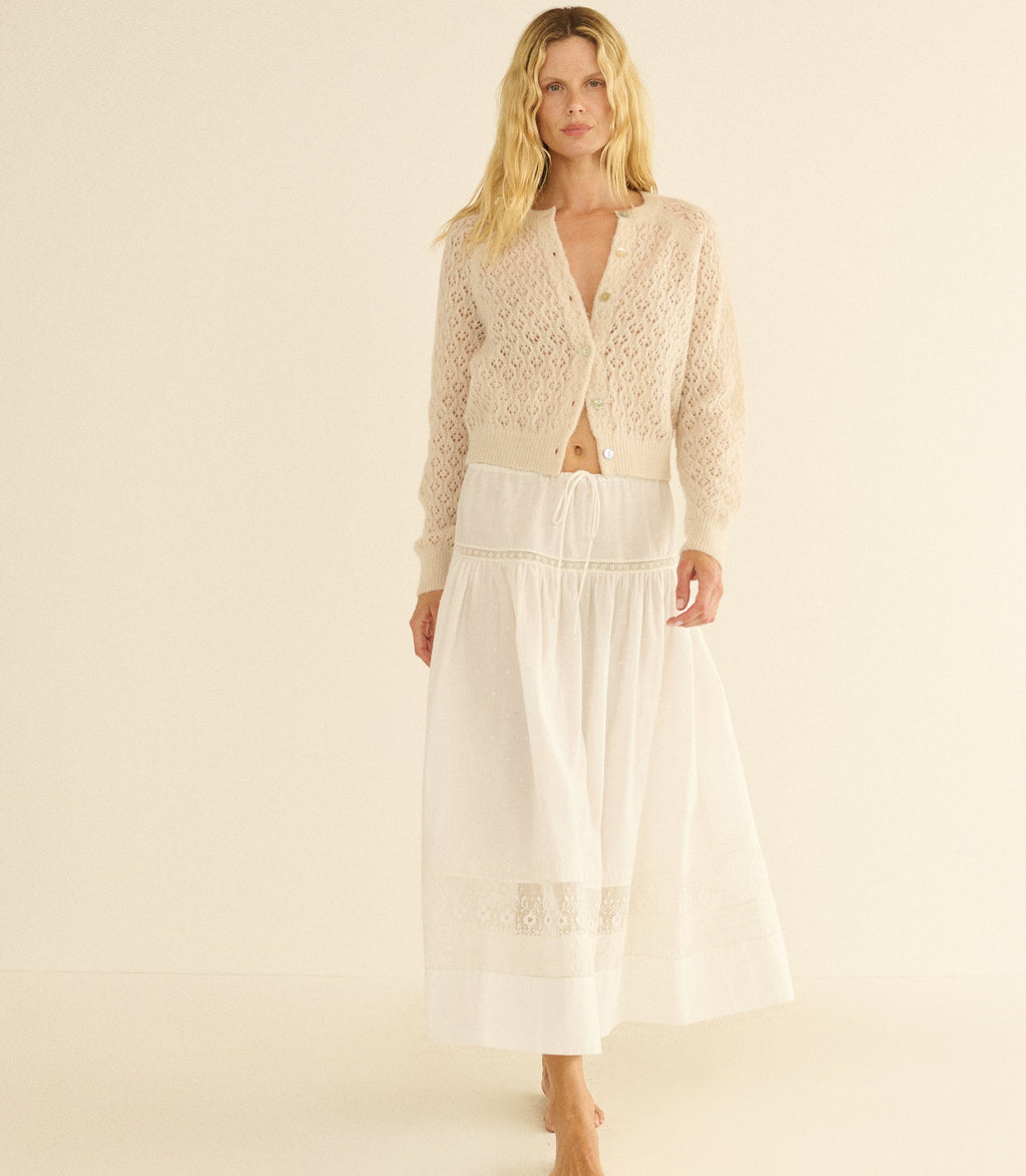 PETRA POINTELLE CARDIGAN -- HEATHER DOGWOOD